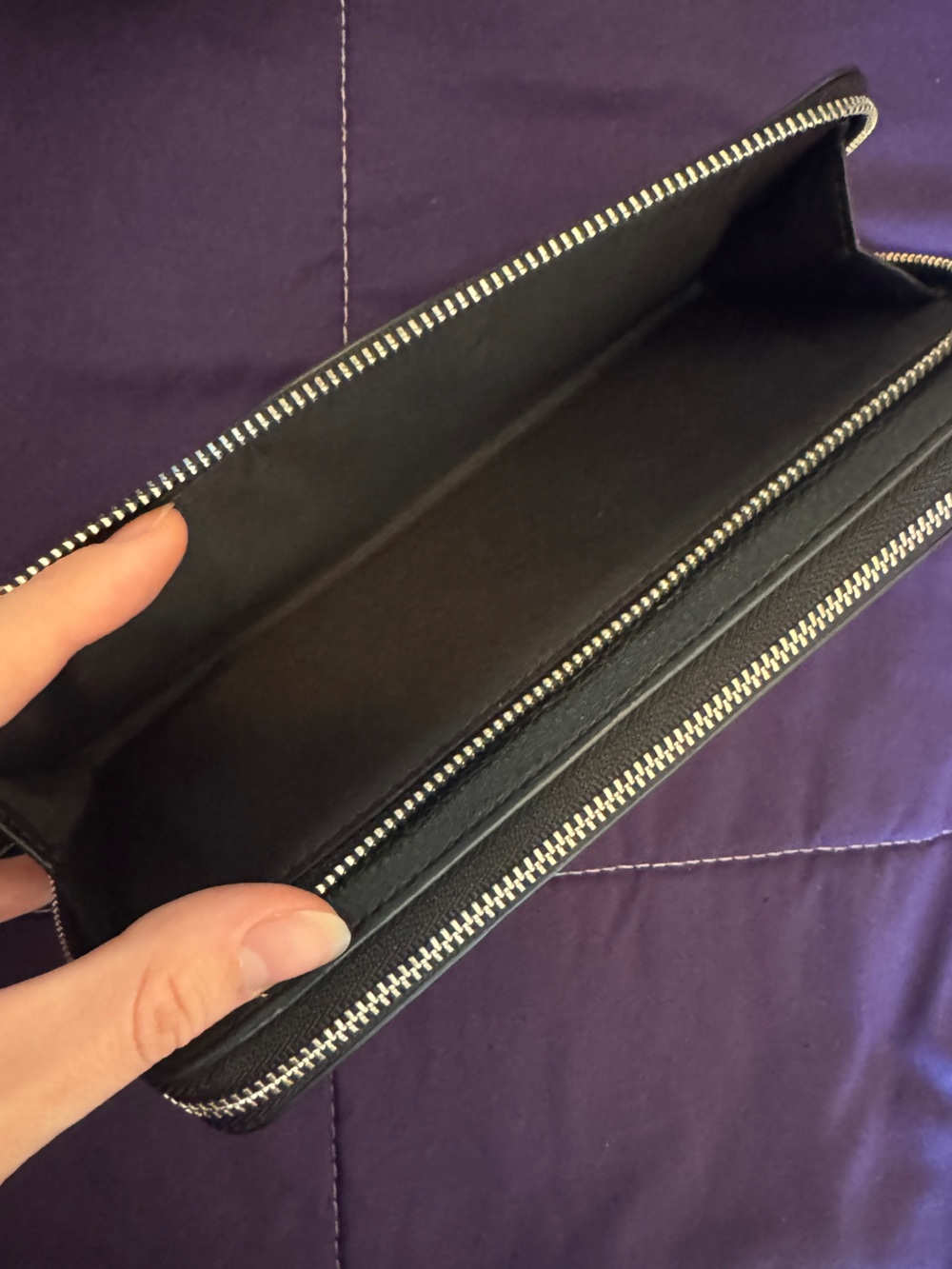 Coach Black Pebbled Double Zip Leather Wristlet EUC - Picture 8 of 12